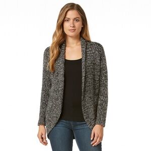 Wind River Black Gray Open Front Cocoon Wool Mohair Cardigan Knit Sweater Small